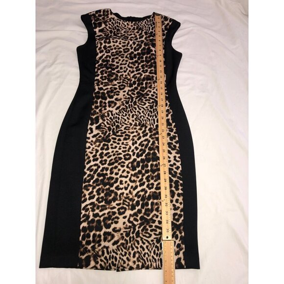 Vince Camuto Womens Size 6 Dress Leopard Animal Print Sheath Cap Sleeve Stretch - Picture 6 of 10